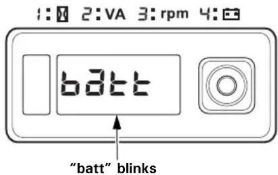 1:20 2:VA 3:rpm 4: batt "batt" blinks