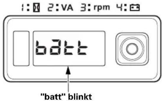 1:20 2:VA 3:rpm 4: batt "batt" blinkt