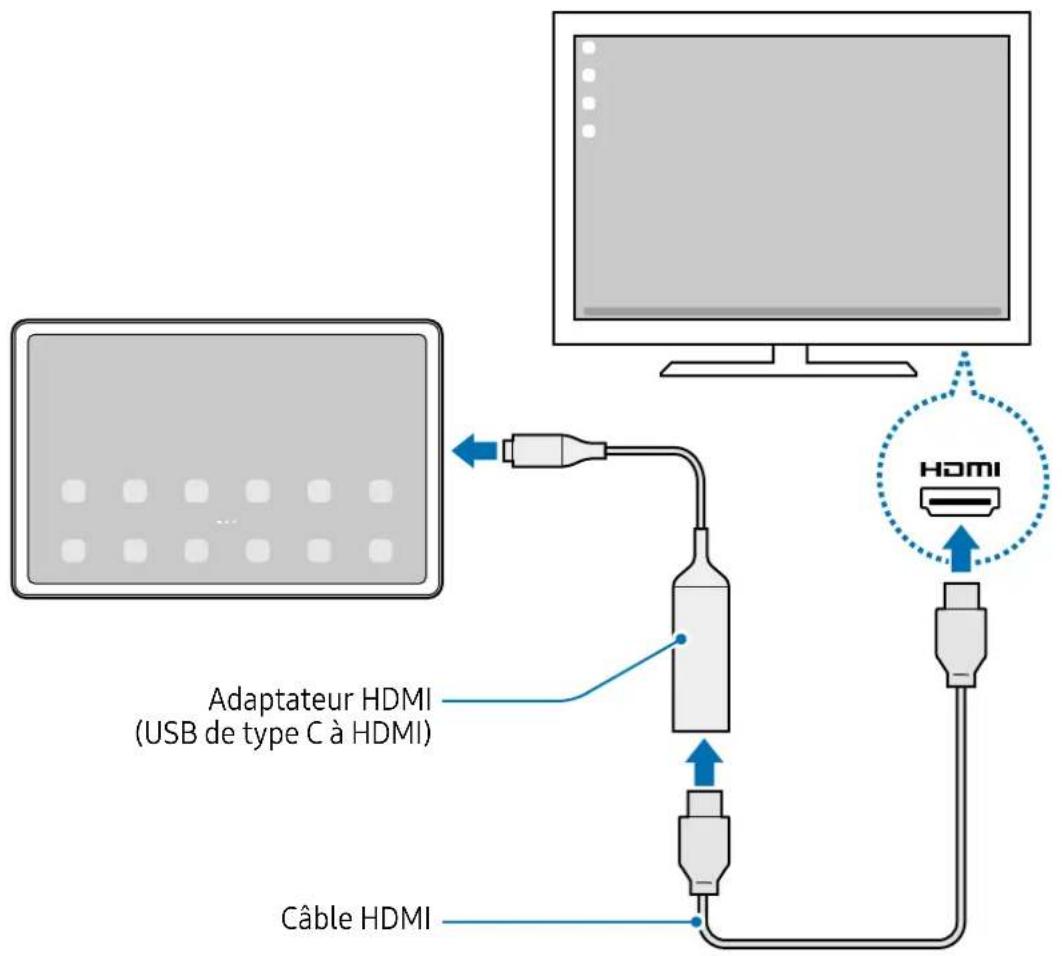 SAMSUNG Galaxy Tab S8 Ultra - Connector la tablette à un écran externe au moyen d'un câble - 1