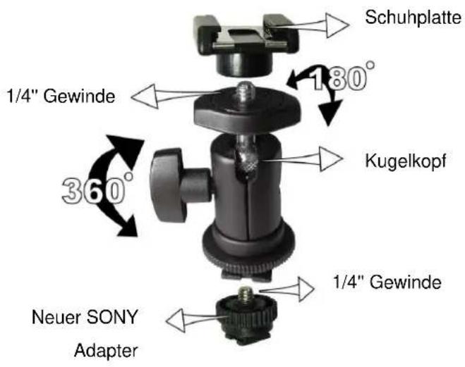 Reflecta RPL 170 - Anbringen des Neigungskopfas an die RPL 170: - 1