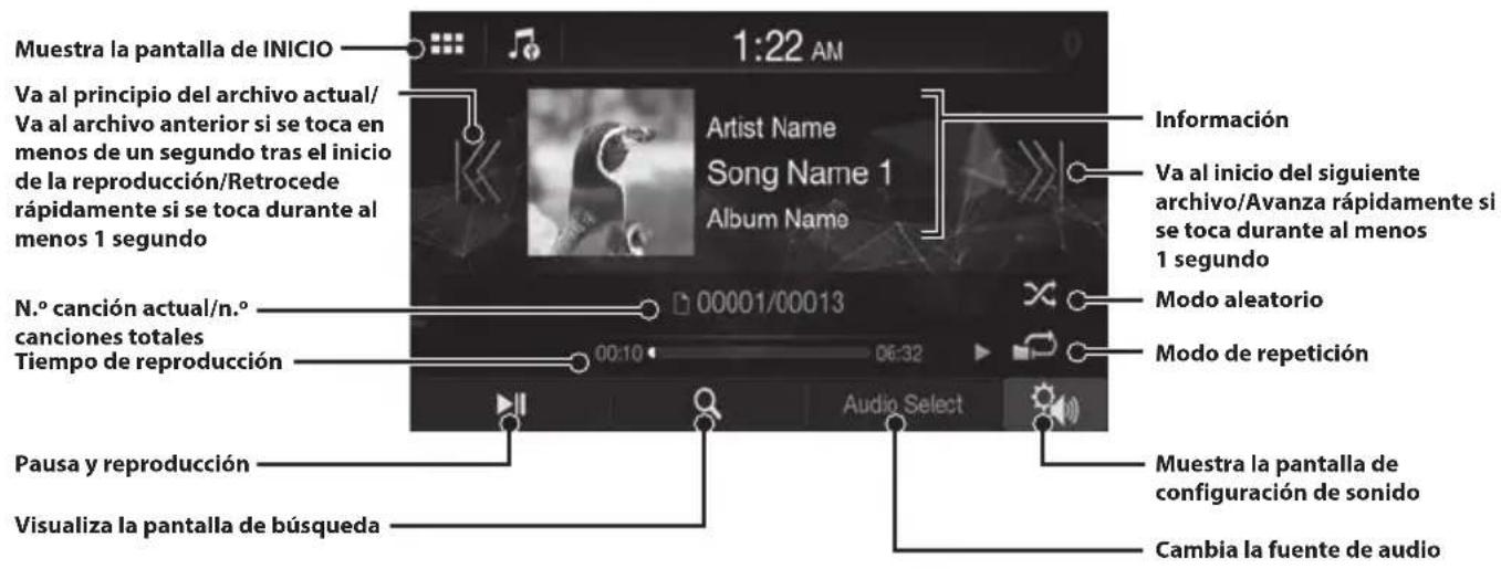 ALPINE iLXW690DU - Ejempio de la pantalla principal de USB Audio - 1