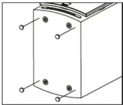 Line drawing of a cabinet or enclosure with mounting holes and circular connectors (no text or symbols)