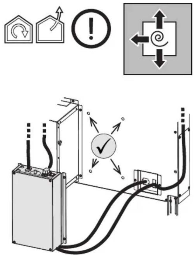 Diagram illustrating electrical circuit setup with warning symbols and safety indicators