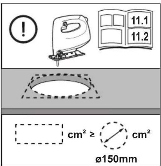 ! 11.1 11.2 cm² ≥ cm² Ø150mm