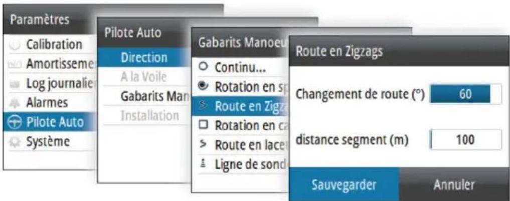 LOWRANCE NAC3 - Paramètres de gabarit de virage - 2
