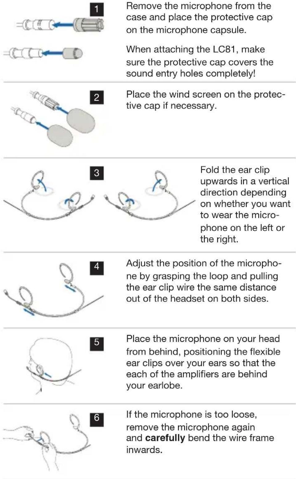 AKG W82 - Attaching the headworn microphone - 1