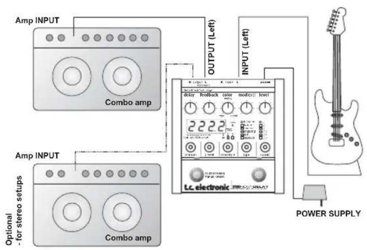 TC ELECTRONIC ND1 Nova Delay - EXEMPLE DE BRANCHEMENT- MONO/STEREO - 1