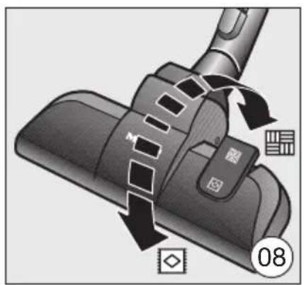 Diagram showing a device with directional arrows and labeled parts, including a numbered marker '08'