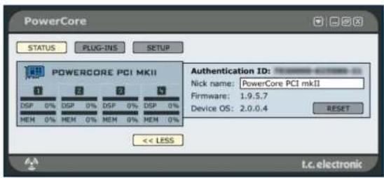 TC ELECTRONIC PowerCore X8 - Expansion de la Page Status - 1