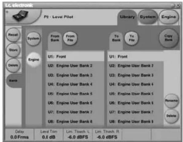 TC ELECTRONIC P2 Level Pilot - La page Library-Bank permet de : - 1