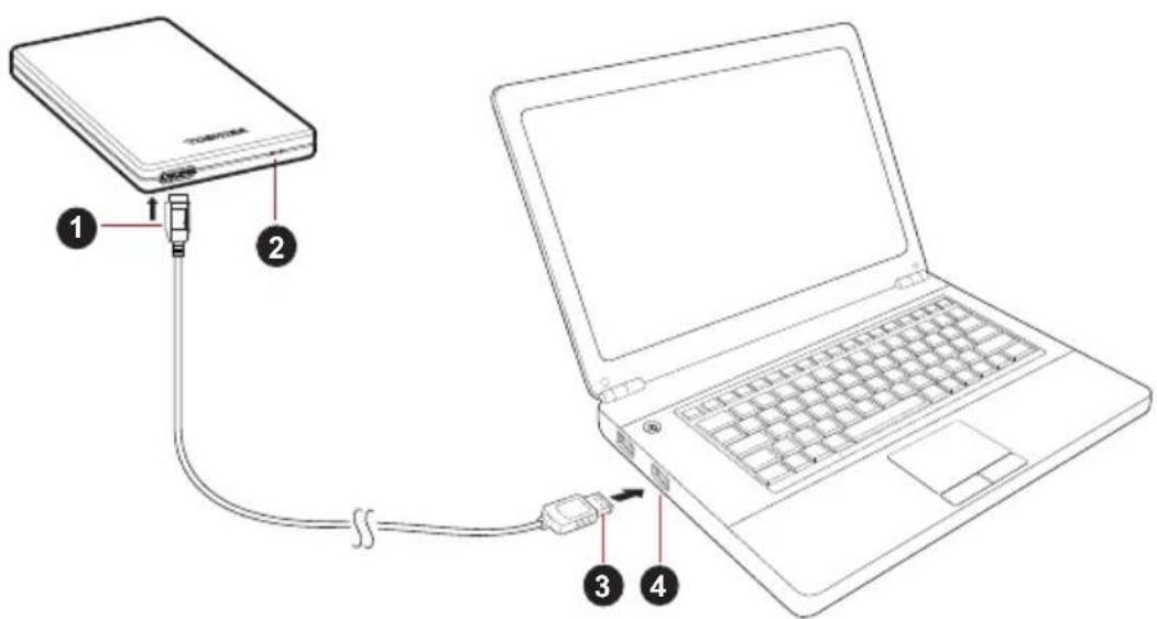 TOSHIBA STOR.E Alu TV Kit - Σύνδεση της μονάδας δίσκου στον υπολογιστή σας - 1