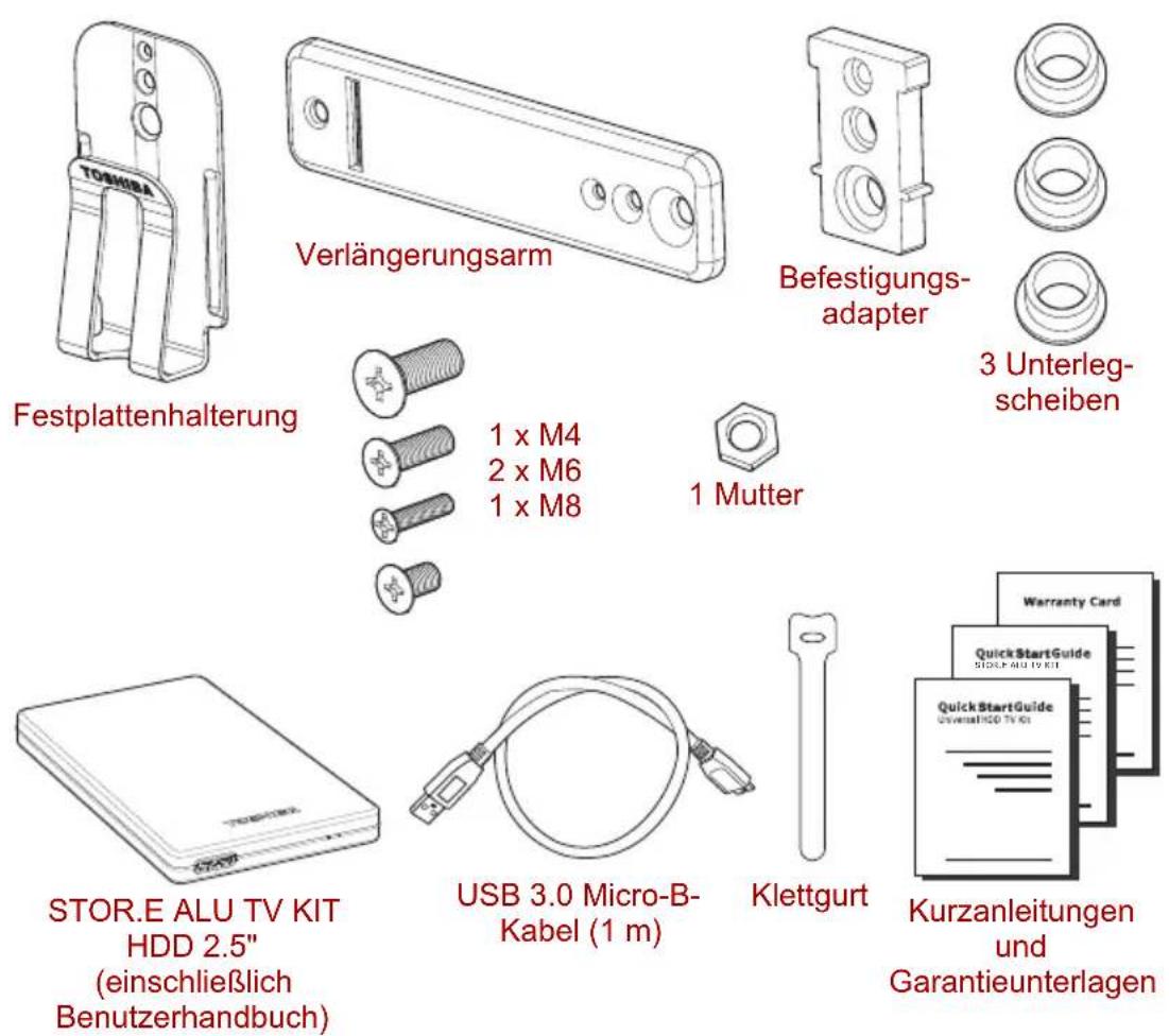 TOSHIBA STOR.E Alu TV Kit - Überprüfen des Lieferumfangs - 1