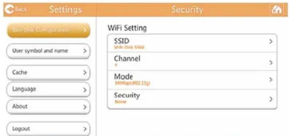 TOSHIBA Canvio AeroMobile - Innstlinger for tradløst nettverk for appen - 1
