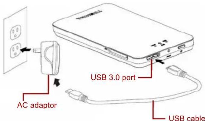 TOSHIBA Canvio AeroMobile - Charging the Canvio AeroMobile - 1