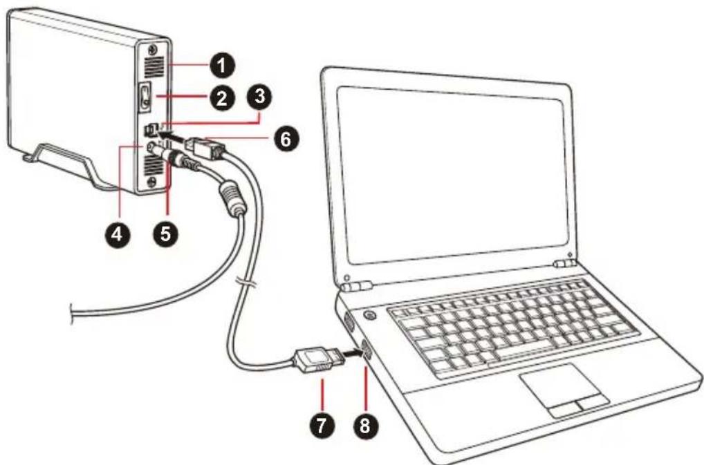 TOSHIBA STOR.E Alu 2S - Connexion du lecteur à l'ordinateur - 1
