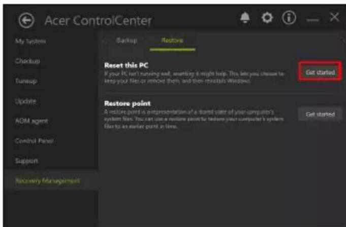 ACER Enduro ET11031W - Réinitialiser ce PC et tout supprimer - 1