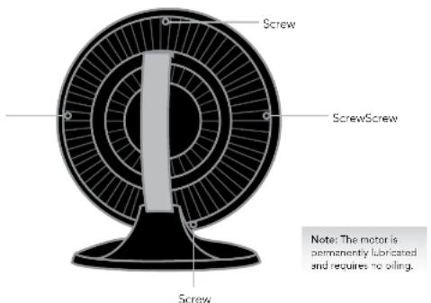 Screw Screw/Screw Screw Note: The motor is permanently lubricated and requires no oiling.