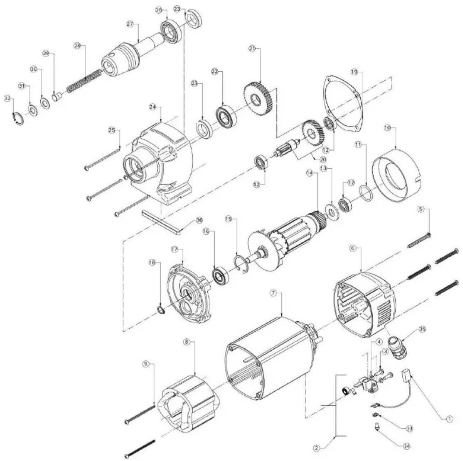 MAKITA HB350 - PIÉCES DU MOTEUR HB350 - 1