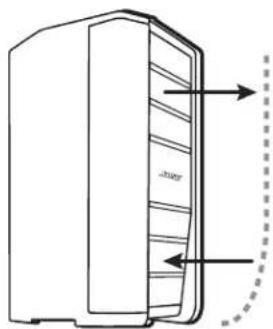 Technical diagram of a device with labeled components and directional arrows indicating flow or movement