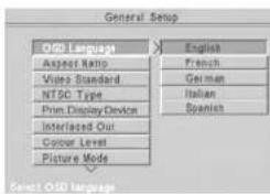 Linn Unidisk 2.1 - Langage OSD (d'après l'anglais on-screen display qui veut dire affichage à l'écran) - 1