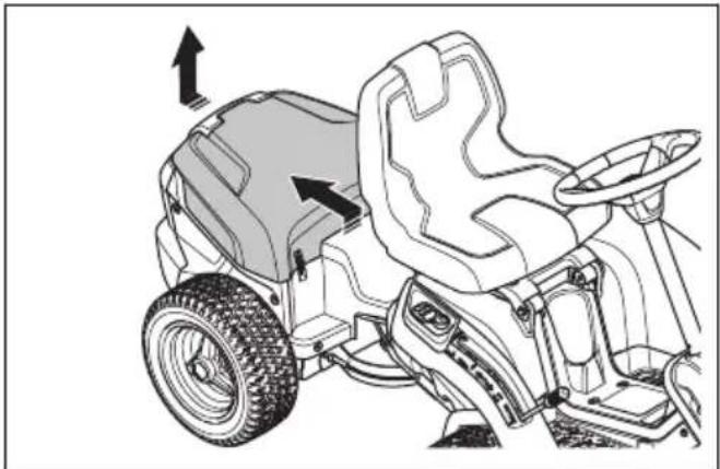HUSQVARNA R 112iCX - Het accudeksel verwijderen en aanbrengen - 2