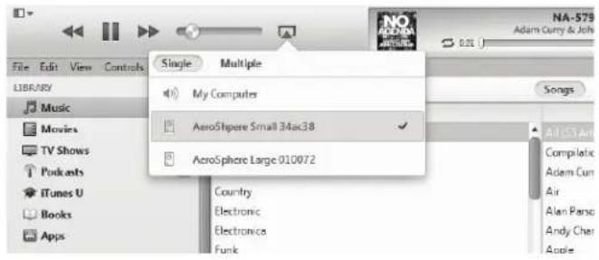 GENEVA Aerosphere S - Afspilning af musik med iTunes® fra en computer (Mac eller Windows) - 1