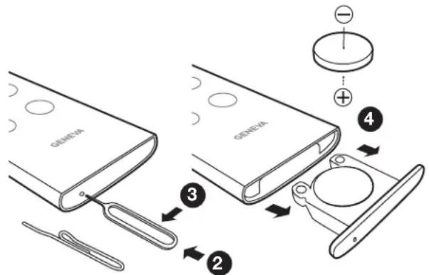 GENEVA AeroSphère Base - Comment faire pour changer la pile de la télécommande? - 1