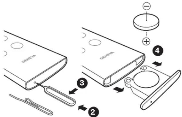 GENEVA AeroSphère Base - Wie kann ich die Batterie der Fernbedienung auswechseln? - 1