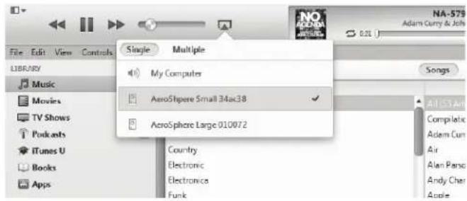 GENEVA AeroSphère Base - Aflspiling af musik med iTunes® fra en computer (Mac eller Windows) - 1