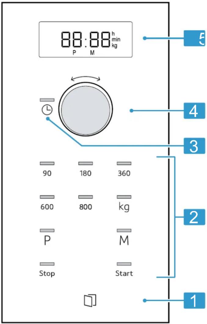 88:88h min kg P M kg 5 4 3 90 180 360 600 800 kg P M Stop Start 2 1