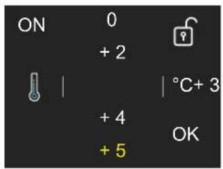 ON 0 + 2 | + 4 + 5 | °C + 3 OK