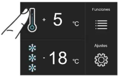 + 5 °C - 18 °C Ajustes Funciones