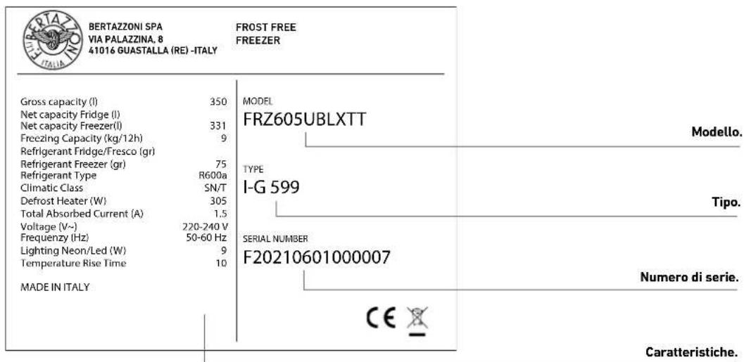 BERTAZZONI SPA VIA PALAZZINA, 8 41016 GUASTALLA (RE) -ITALY FROST FREE FREEZER Gross capacity (l) 350 Net capacity Fridge (l) Net capacity Freezer(l) 331 Freezing Capacity (kg/12h) 9 Refrigerant Fridge/Fresco (gr) Refrigerant Freezer (gr) 75 Refrigerant Type R600a Climatic Class SN/T Defrost Heater…