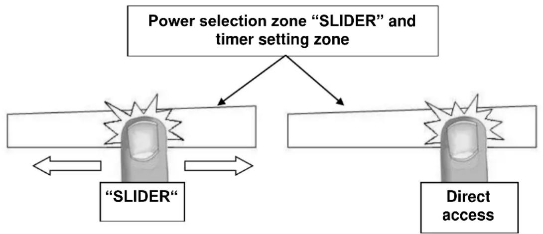 BERTAZZONI P784IC1G5NE - Power selection zone "SLIDER" and timer setting zone - 1