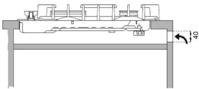 BERTAZZONI P905CMODGNE - INSTALLING THE HOB ABOVE A CUPBOARD OR DRAWERS - 1