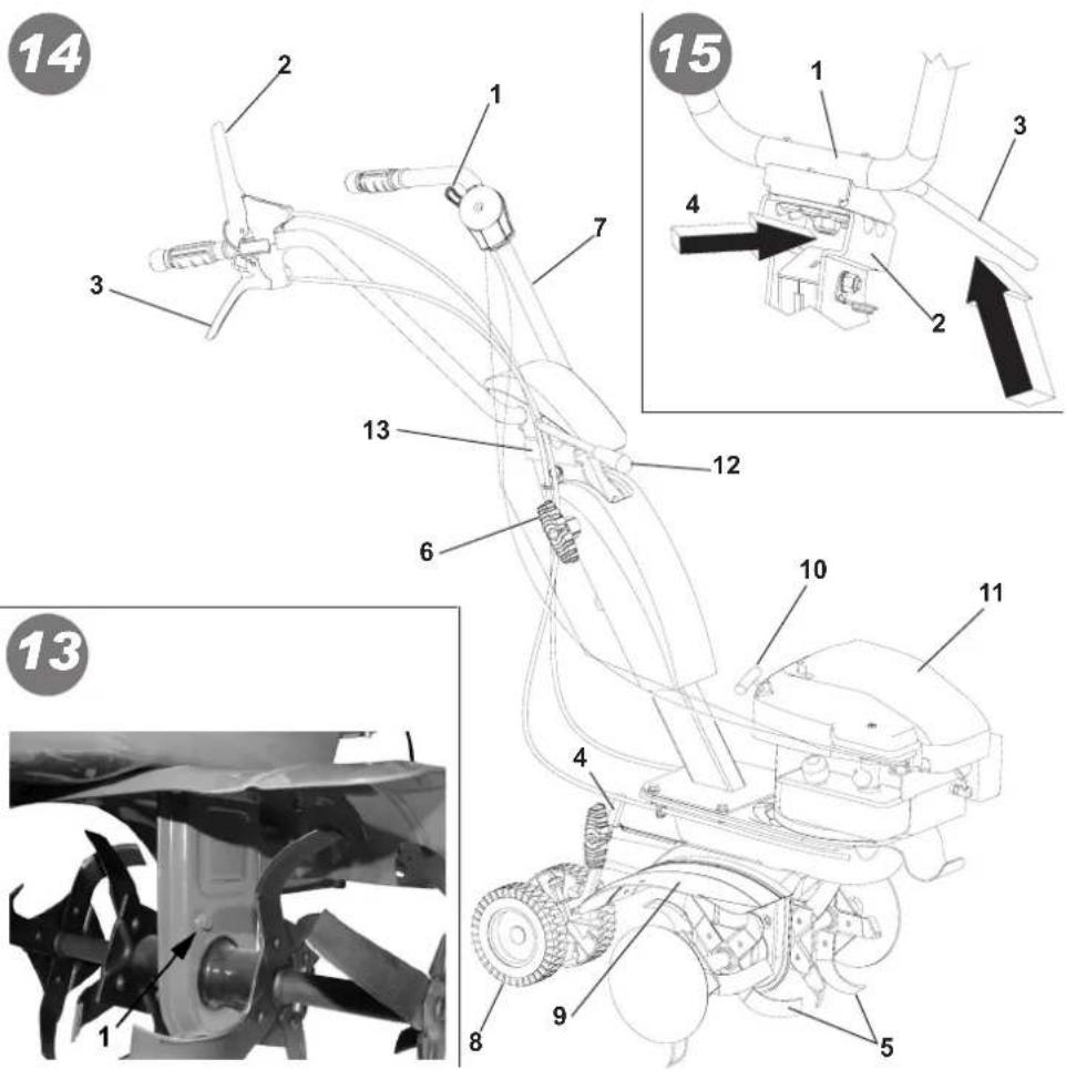 Technical diagram of a mechanical assembly with numbered parts and exploded views, including a detailed close-up of the component.