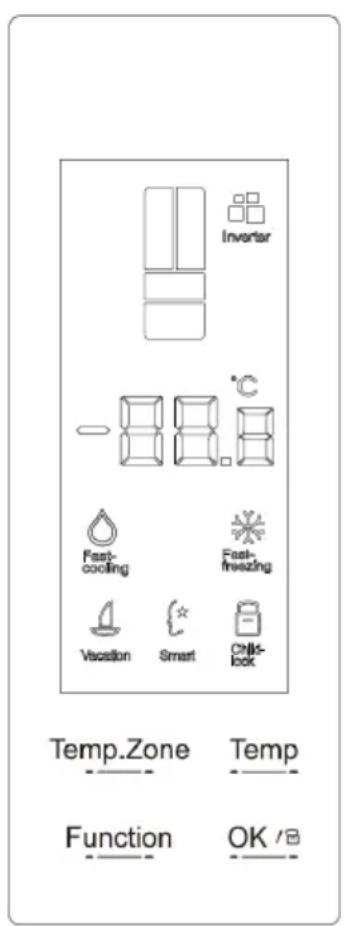 Inverter Fast-cooling Fast-frezzing Vacation Smart ONLs-lock Temp.Zone Temp Function OK /
