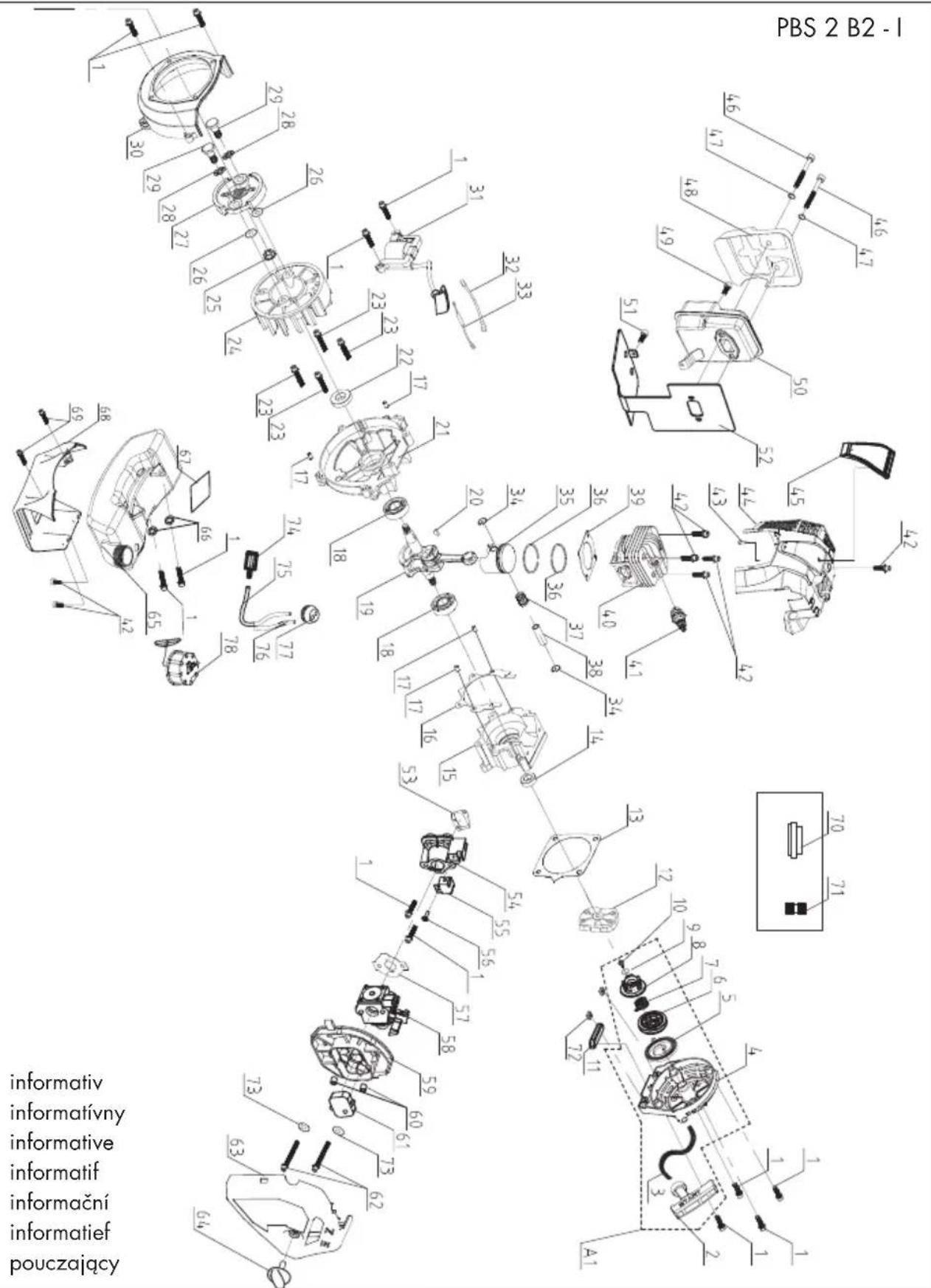 PARKSIDE PBS 2 B2 - Exploded Drawing • Explosionszeichnung Vue éclatée • Explosietekening Vykres sestaveni • Rozvinuté náčrtky Rysunek samorozszerzajace - 1