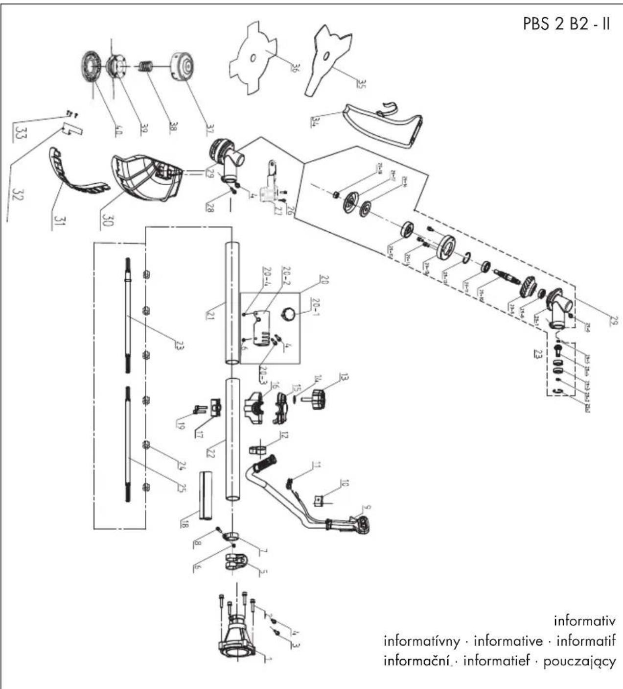 PARKSIDE PBS 2 B2 - Exploded Drawing • Explosionszeichnung Vue éclatée • Explosietekening Vykres sestaveni • Rozvinuté náčrtky Rysunek samorozszerzajace - 1