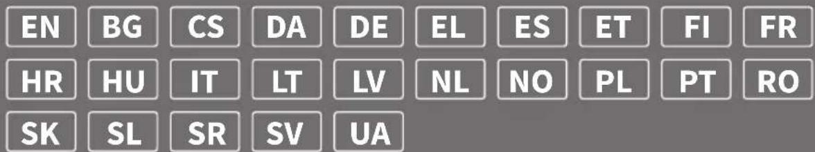 EN BG CS DA DE EL ES ET FI FR HR HU IT LT LV NL NO PL PT RO SK SL SR SV UA