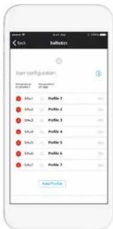 Back Battery User configuration Description in profile: Profile 1 Profile 2 Profile 3 Profile 4 Profile 5 Profile 6 Profile 7 Add Profile