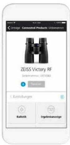 Zeissige Connected Products Unberanzen ZEISS Victory RF Selekturinssatz: 4371583 Einstellungen Ballstick Ergebnisanzeige