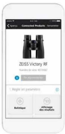 Aports Connected Products ZEISS Victory RF Nombre de texte: 431067 En l'actions pour 1. Régler les paramètres Balistique Affichage des résultats