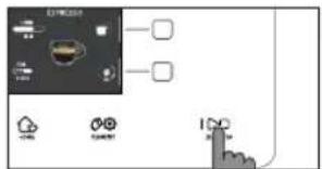 Diagram showing a device interface with buttons and a cursor pointing to it, labeled in English.