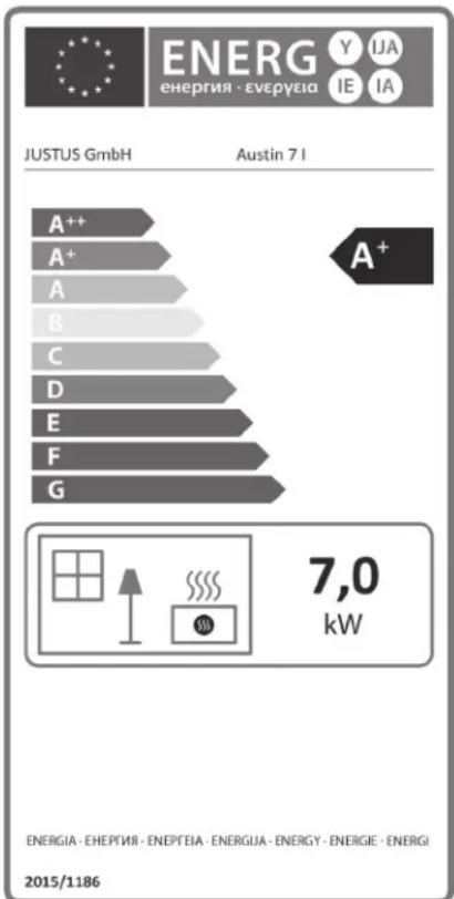 JUSTUS Austin 7 - Energielabel und Produktdatenblatt nach EU-Verordnung / Label énergétique et fiche produit selon les normes EU - 1