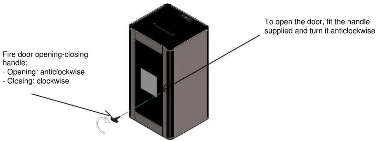Anselmo Cola Rock - ROCK pellet heating stove fire door opening - closing - 1