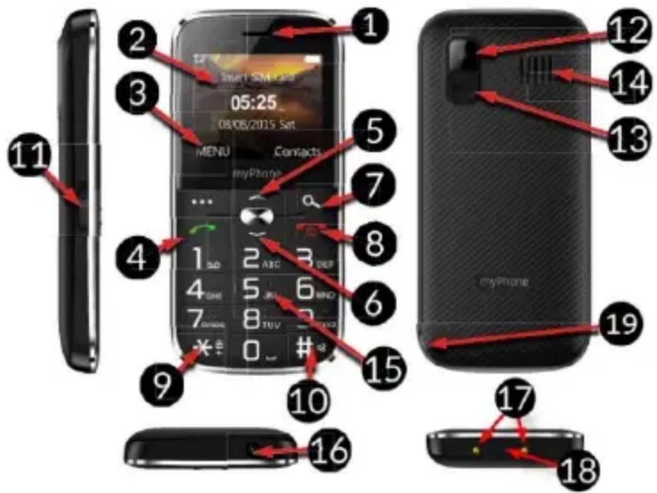 myPhone Halo C - Telefono išvaizda, mygtukai ir funkcijos - 1