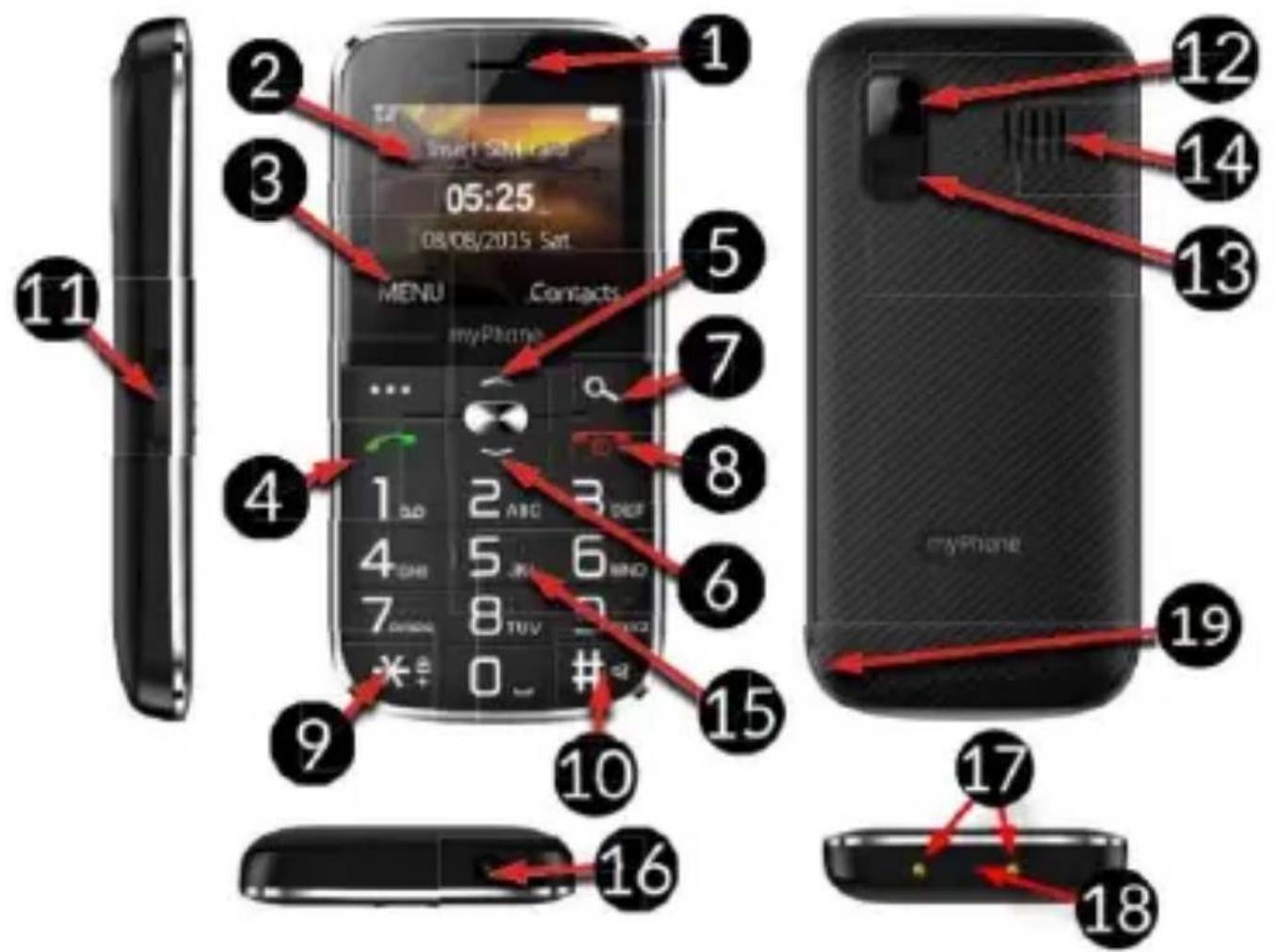 myPhone Halo C - Telefoni välimus, selle funktsioonid ja nupud - 1