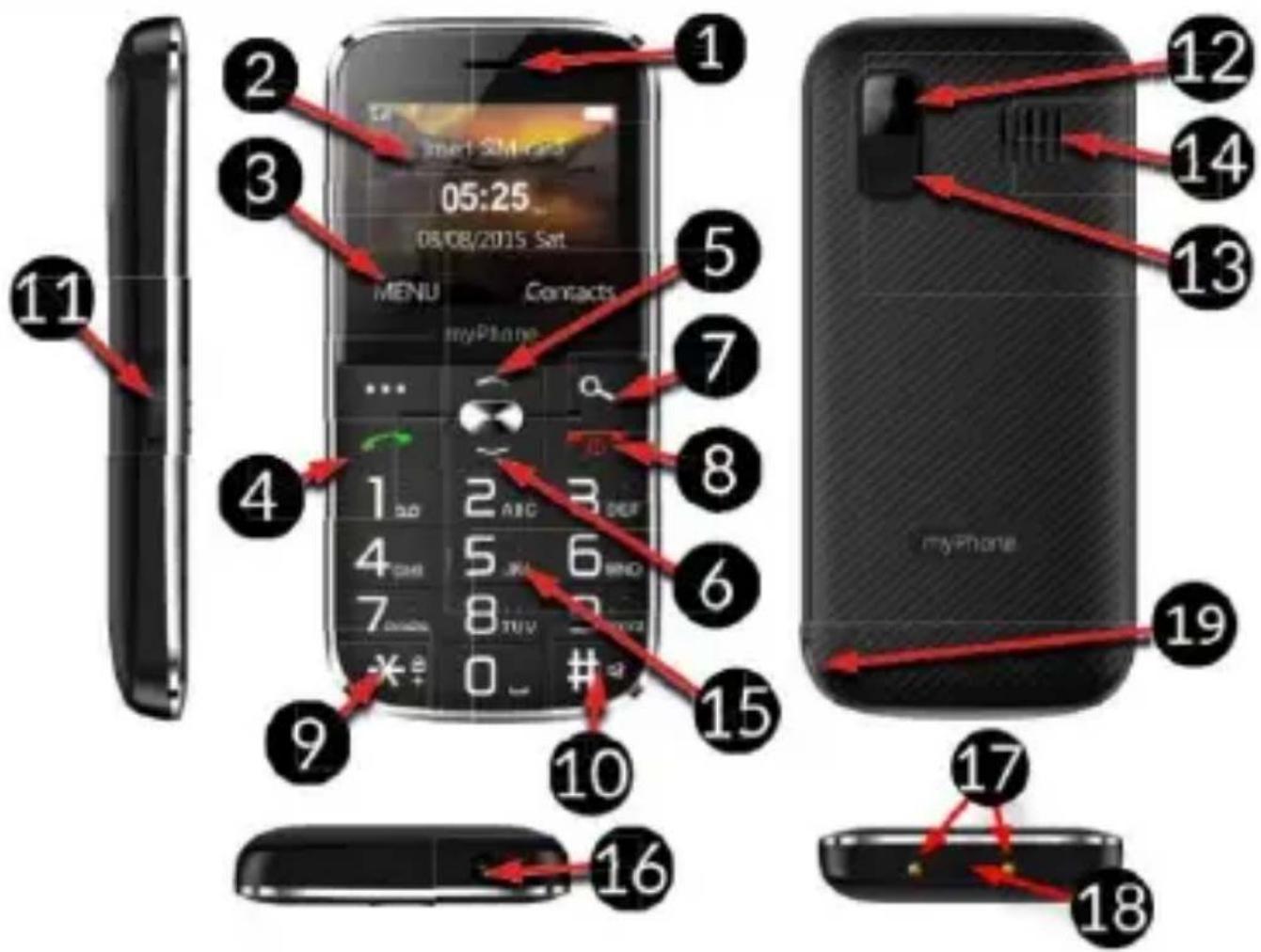 myPhone Halo C - Aspeto do telemóvel, os seuis botões e funções - 1