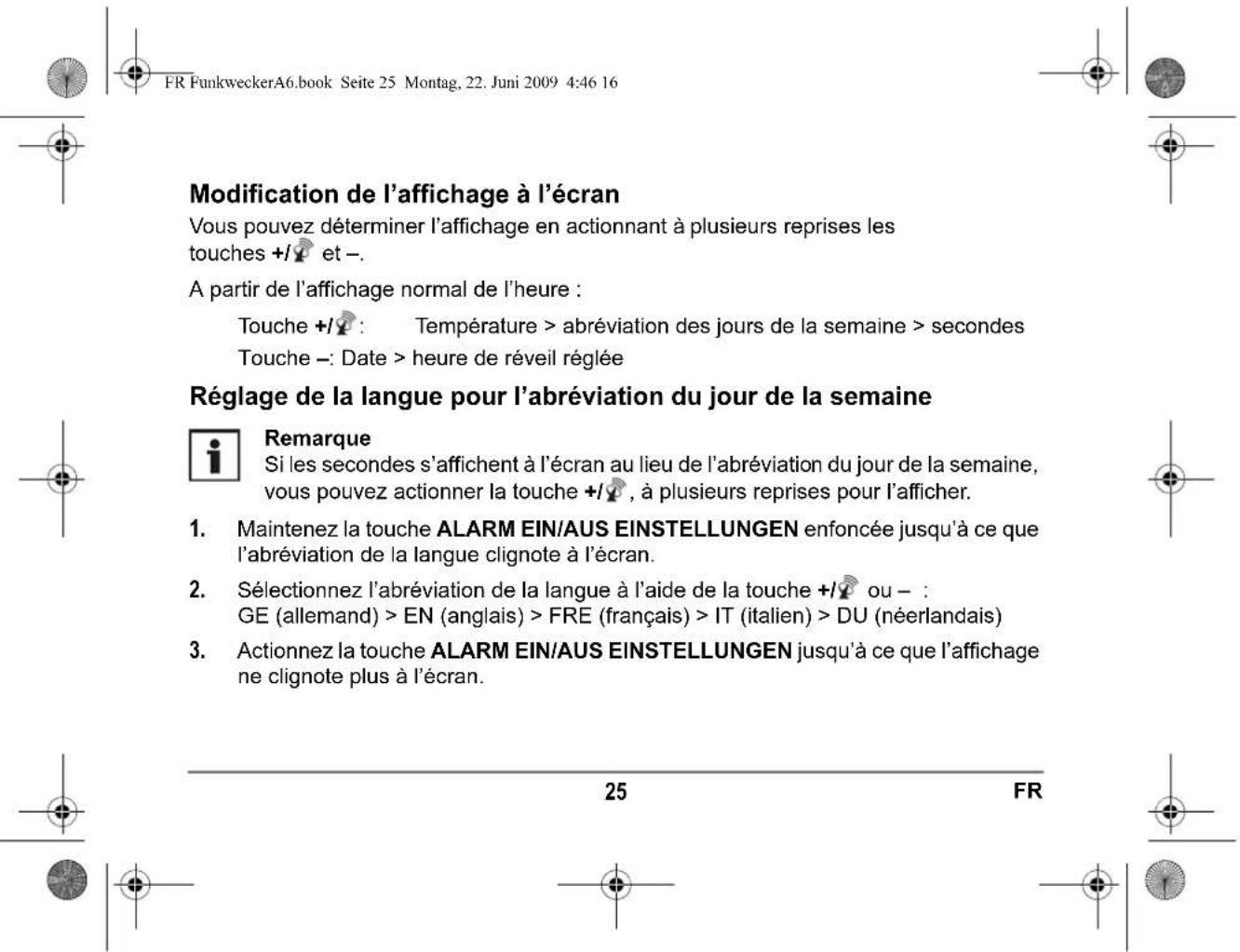 Tevion GTFWe01 - Informations générales à propos de la fonction de réveil - 7